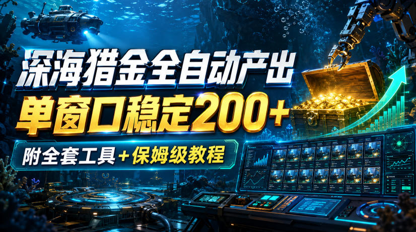 深海猎金全自动产出，单窗口稳定200+，附全套工具+保姆级教程【揭秘】-淘金日记