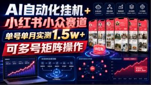 AI自动化挂G+小红书小众赛道,单号单月实测1.5w+,可多号矩阵操作【揭秘】-淘金日记