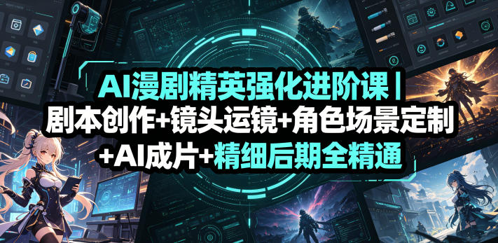 AI漫剧精英强化进阶课｜剧本创作+镜头运镜+角色场景定制+AI成片+精细后期全精通-淘金日记