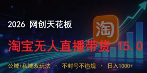 2026网创天花板,淘宝无人直播带货15.0,公域+私域双玩法,日入1k+,不违规不封号【揭秘】-淘金日记