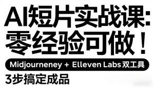 AI短片实战课：零经验可做，Midjourney+ElevenLabs双工具，3步搞定成品-淘金日记