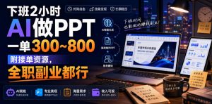 下班2小时AI做PPT，一单300~800，附接单资源，全职副业都行【揭秘】-淘金日记
