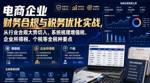 电商企业财务合规与税务优化实战，从行业合规大势切入，系统梳理增值税、企业所得税、个税等全税种要点-淘金日记