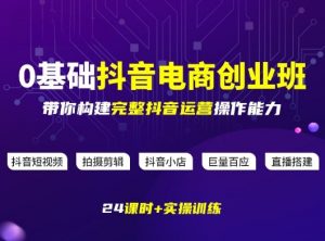 某电商学院0基础抖音电商创业班,带你构建完整抖音运营操作能力-淘金日记
