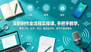 漫剧制作全流程实操课,手把手教学,覆盖认知、起号、改文、配音全环节,新手可直接落地-淘金日记