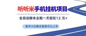 听听米手机挂G项目,单机一天12米+,脚本无脑去跑,看完直接落地【揭秘】-淘金日记