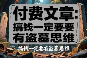付费文章：搞钱一定要有盗墓思维-淘金日记
