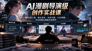 AI漫剧导演级创作实战课|提示词工程、镜头语言、动态分镜、AI生视频、专业剪辑全链路系统教学-淘金日记