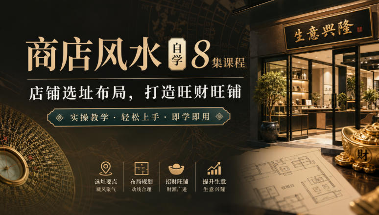 商店风水自学8集课程｜店铺选址布局，打造旺财旺铺实操教学-淘金日记