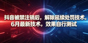 抖音被禁注销后,解除延续处罚技术,6月最新技术,效果自行测试-淘金日记