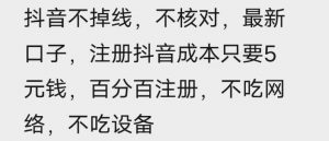 苹果手机抖音无限注册技术，不掉线不核对丨效果自测-淘金日记