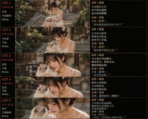 美女和猫故事提示词,人物一致性提示词+故事板-淘金日记