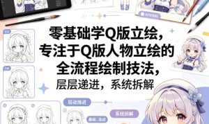 零基础学Q版立绘，专注于Q版人物立绘的全流程绘制技法，层层递进，系统拆解-淘金日记
