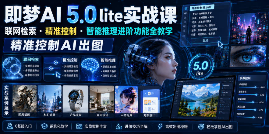 即梦AI 5.0 lite实战课，联网检索・精准控制・智能推理进阶功能全教学，精准控制AI出图-淘金日记